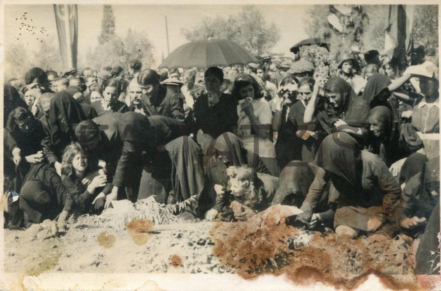 Locals and visitors gathered near the historic church in Kalavryta, surrounded by the village’s mountainous landscape.