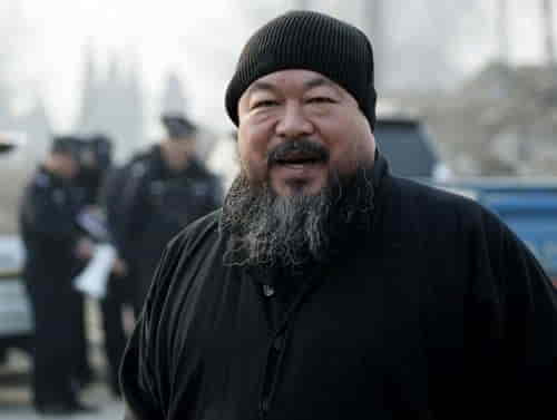 Ai Weiwei during a public appearance, blending artistic presence with political activism.