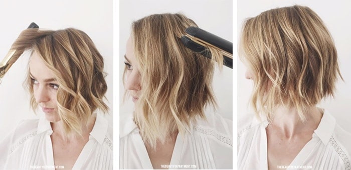 Step-by-step hair tutorial showing how to create beach waves without using heat tools.