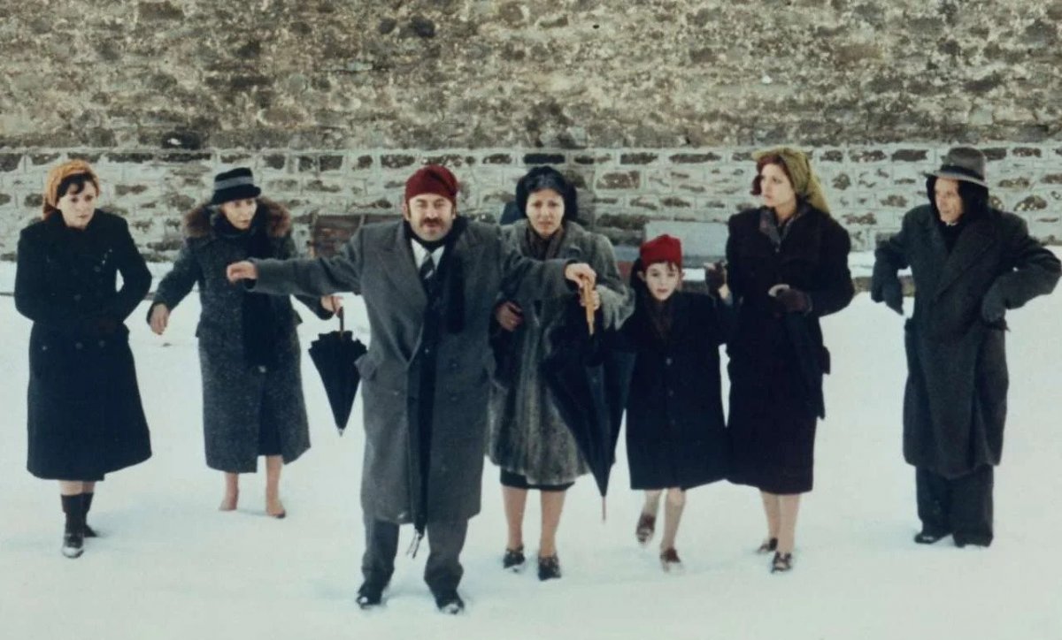 Troupe of actors performing in "The Travelling Players".
