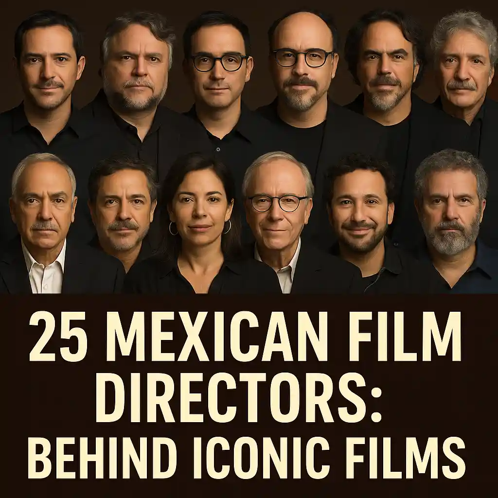 Collage of 12 renowned Mexican film directors from ranks 11 to 1, arranged in a cinematic grid with “Maxmag” branding at the bottom center.