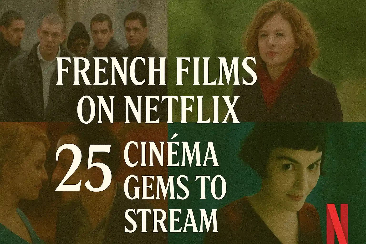 Wide French films on Netflix poster design featuring iconic cinema visuals.